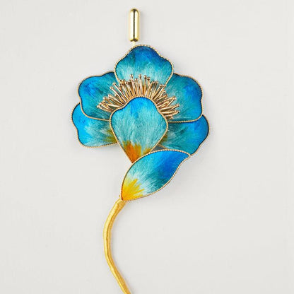 Chinese Velvet Flower Brooch