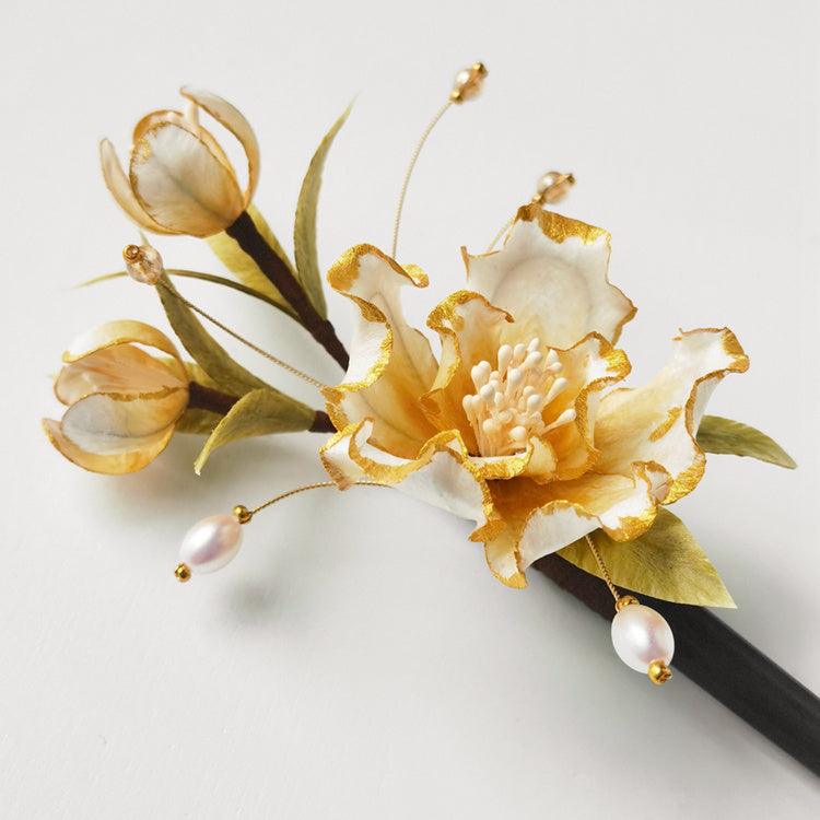 Chinese Velvet Flower Hair Stick