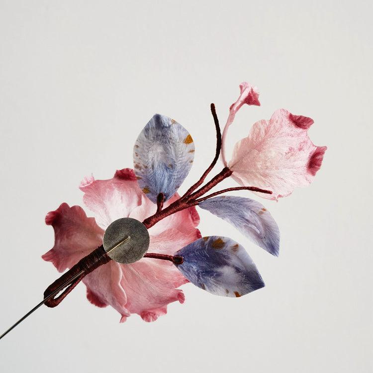 Chinese Velvet Flower Brooch