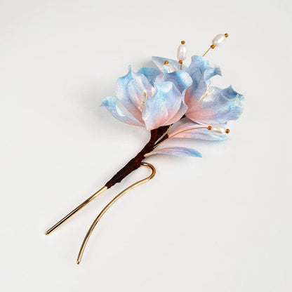 Chinese Velvet Flower Hair Fork - Begonia