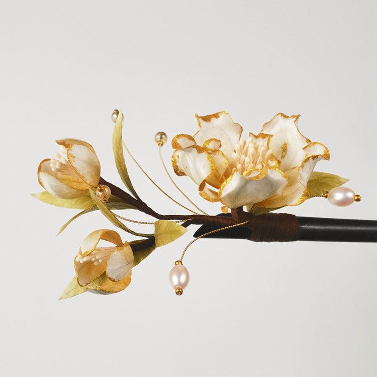 Chinese Velvet Flower Hair Stick