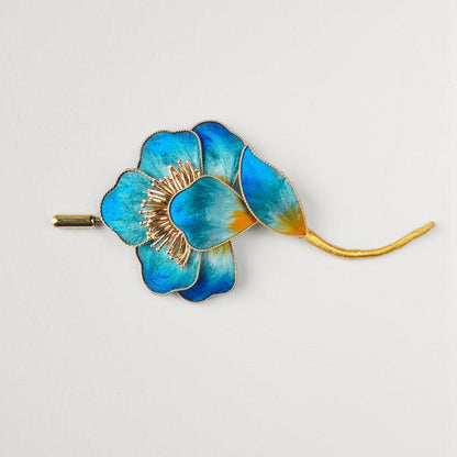 Chinese Velvet Flower Brooch