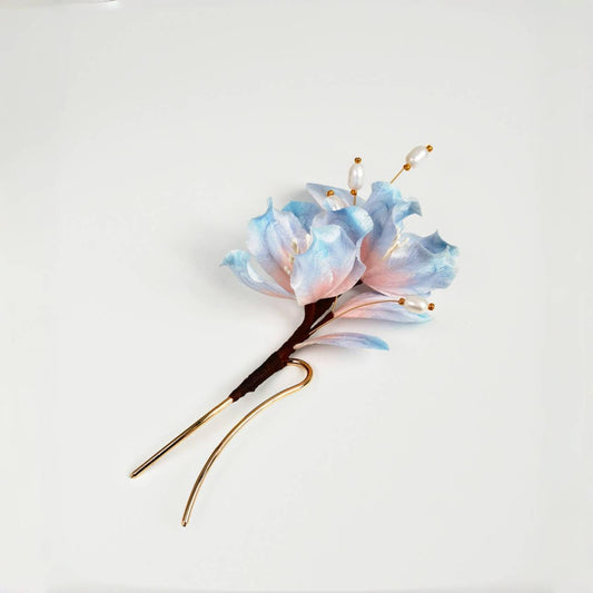 Chinese Velvet Flower Hair Fork - Begonia