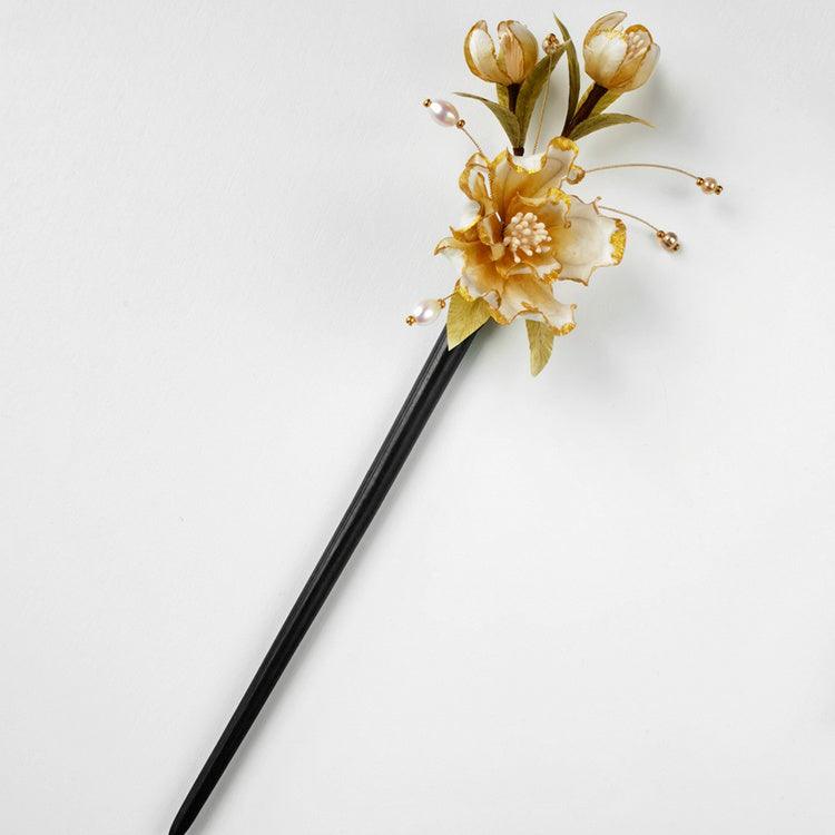 Chinese Velvet Flower Hair Stick