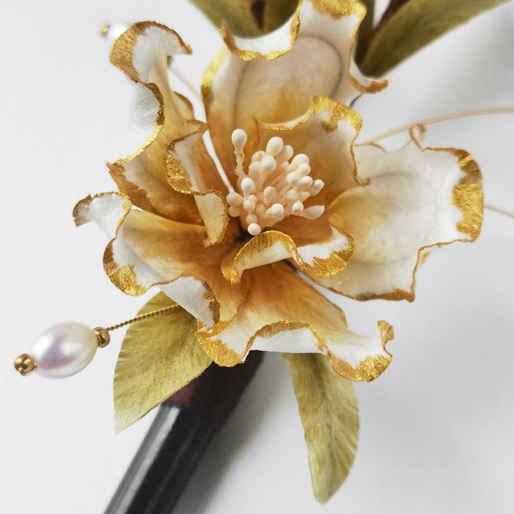 Chinese Velvet Flower Hair Stick