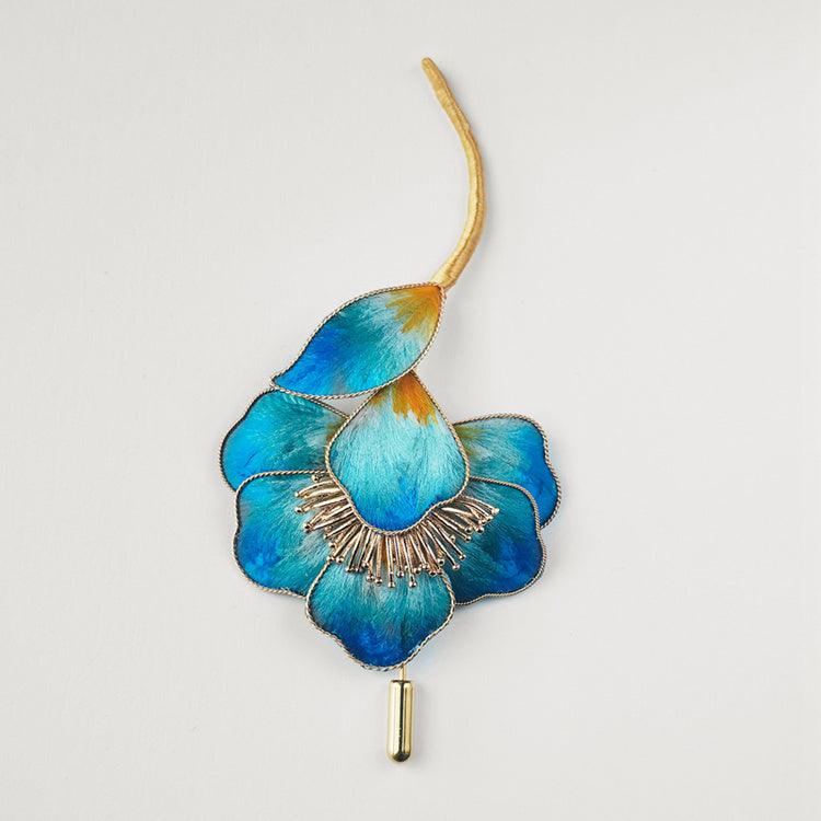 Chinese Velvet Flower Brooch