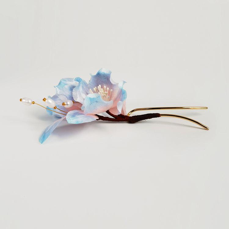 Chinese Velvet Flower Hair Fork - Begonia