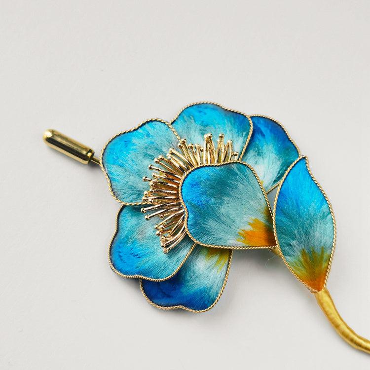 Chinese Velvet Flower Brooch