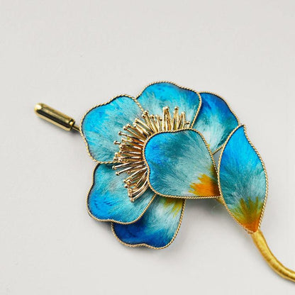 Chinese Velvet Flower Brooch