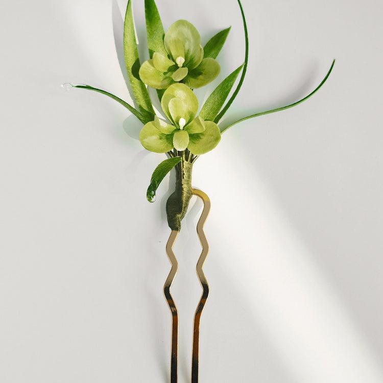 Chinese Velvet Flower Hair Fork - Clivia