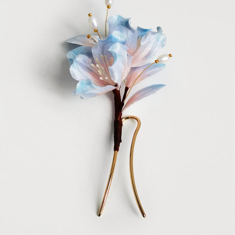 Chinese Velvet Flower Hair Fork - Begonia