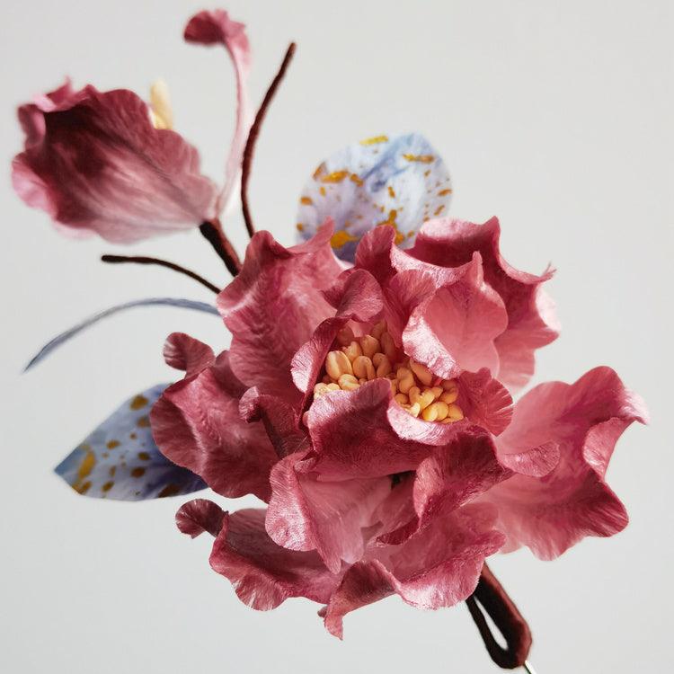 Chinese Velvet Flower Brooch