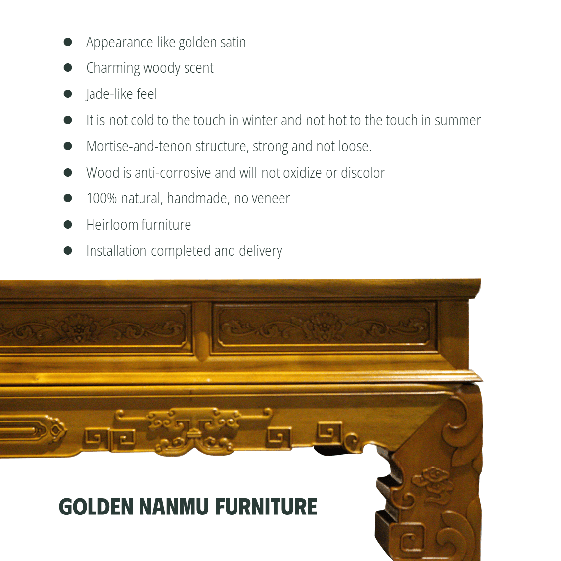 Golden Nanmu & Mortise and Tenon Joints Furniture  Chinese Bed And Bedside Tables