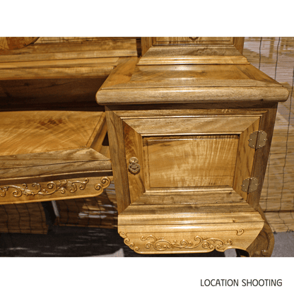 Golden Nanmu & Mortise and Tenon Joints Furniture Chinese Dressing Table And Stool