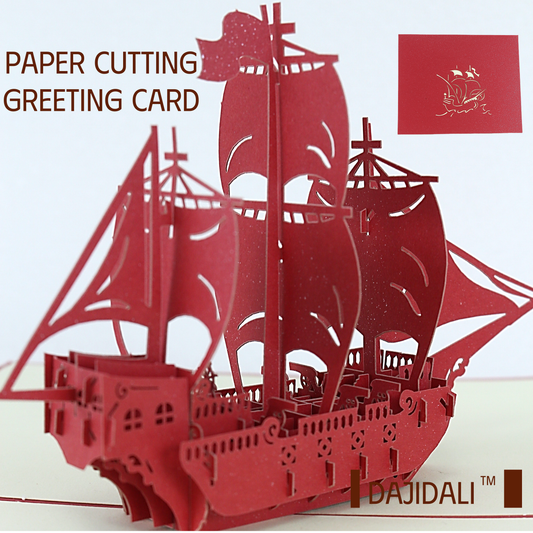 Paper Cutting 3D Greeting Card - Ship