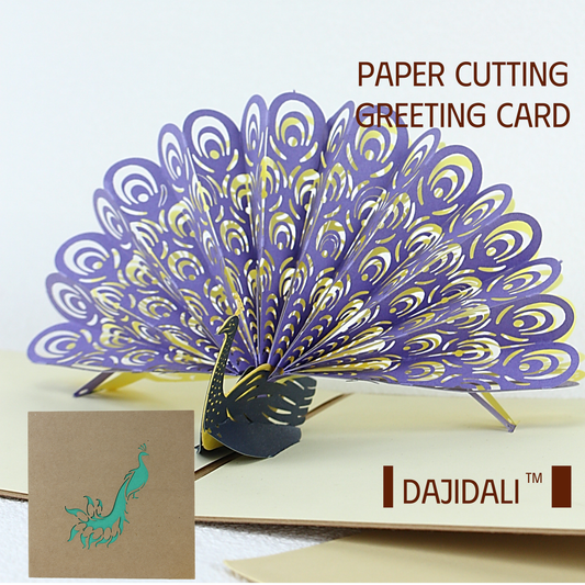 Paper Cutting 3D Greeting Card - Peacock