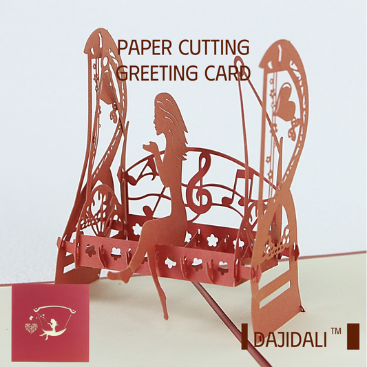 Paper Cutting 3D Greeting Card - Girl on Bench
