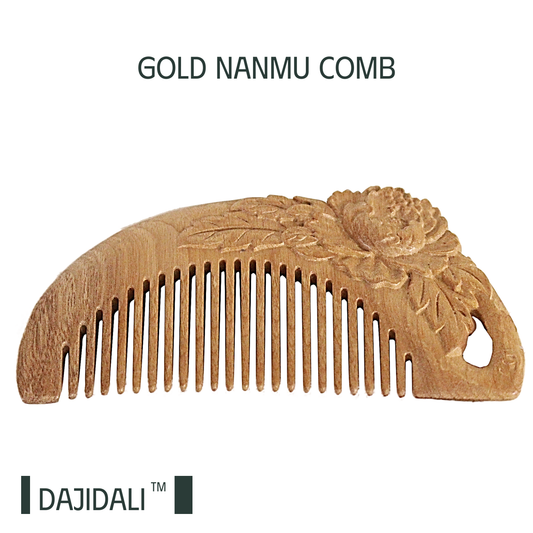 Golden Nanmu Comb Peony Carving