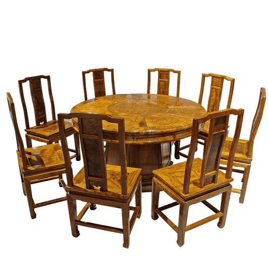 Golden Nanmu & Mortise and Tenon Joints Furniture Chinese Dining Table And Chairs