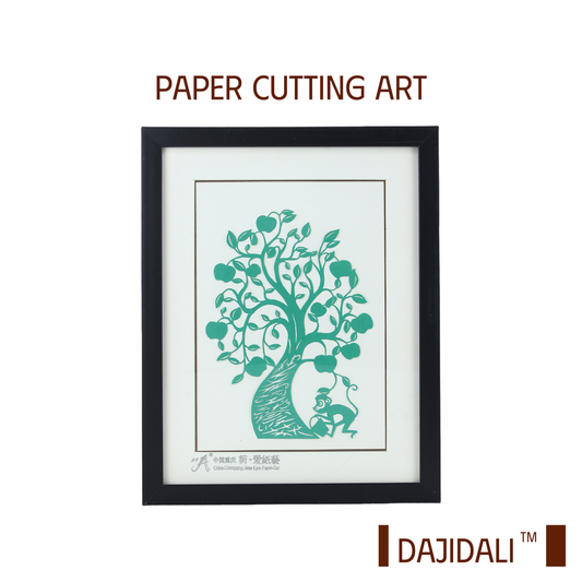Paper Cutting Art - Monkey and Apple Tree