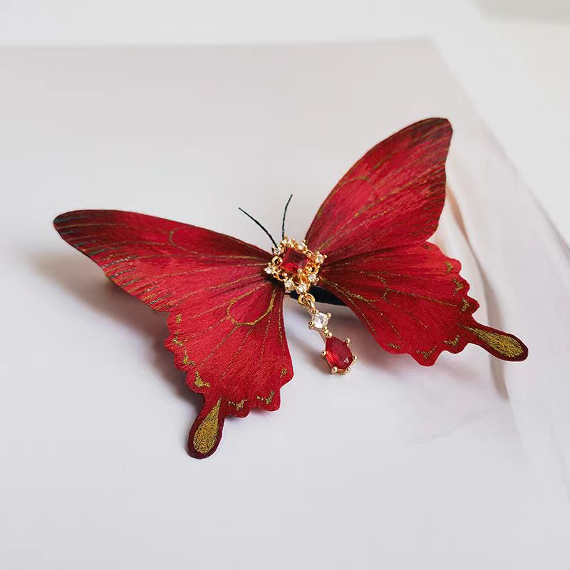 Chinese Velvet Flower Brooch