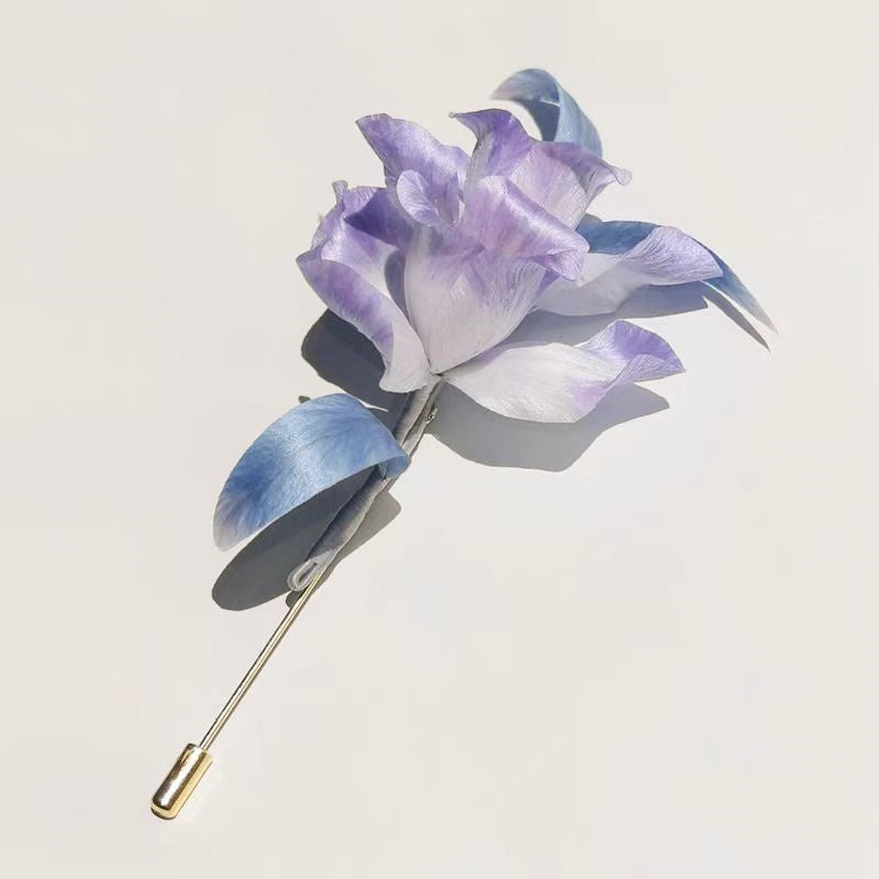 Chinese Velvet Flower Brooch