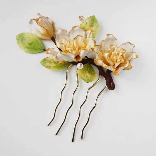 Chinese Velvet Flower Hair Fork