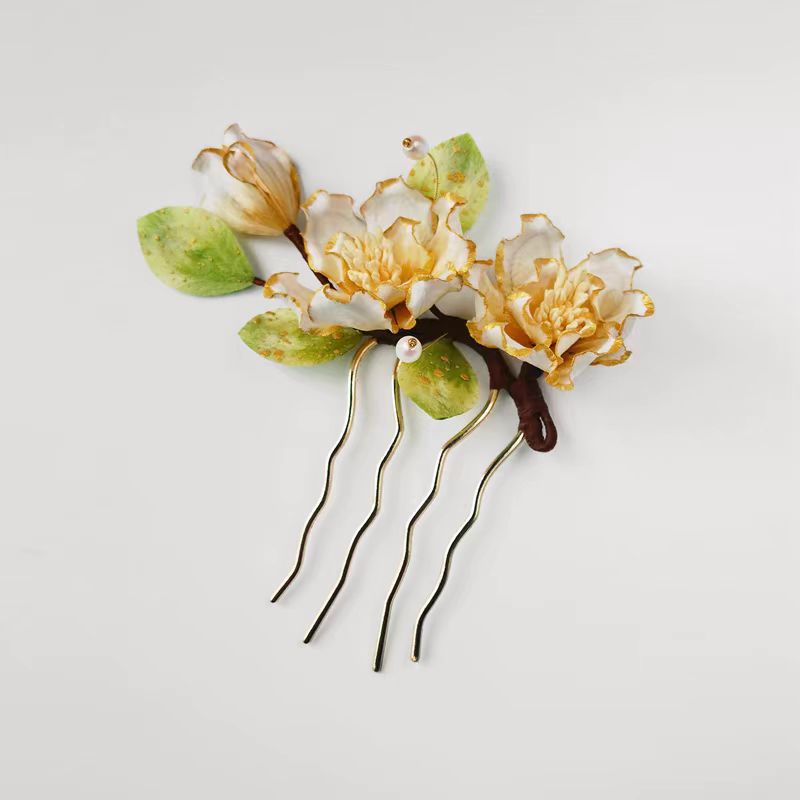 Chinese Velvet Flower Hair Fork