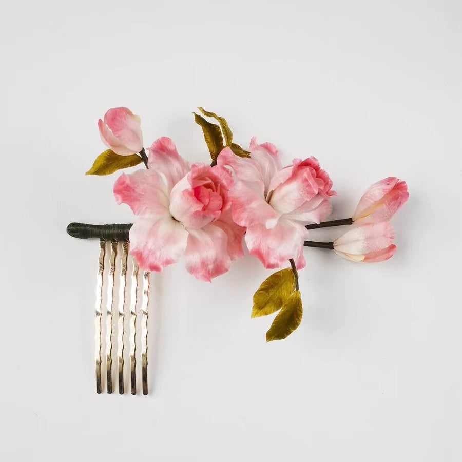 Chinese Velvet Flower Hair Fork Comb