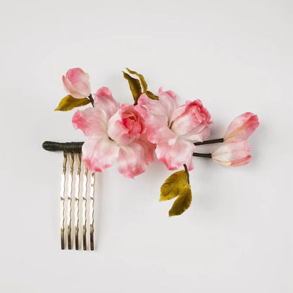 Chinese Velvet Flower Hair Fork Comb