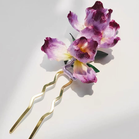 Chinese Velvet Flower Hair Fork