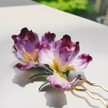 Chinese Velvet Flower Hair Fork