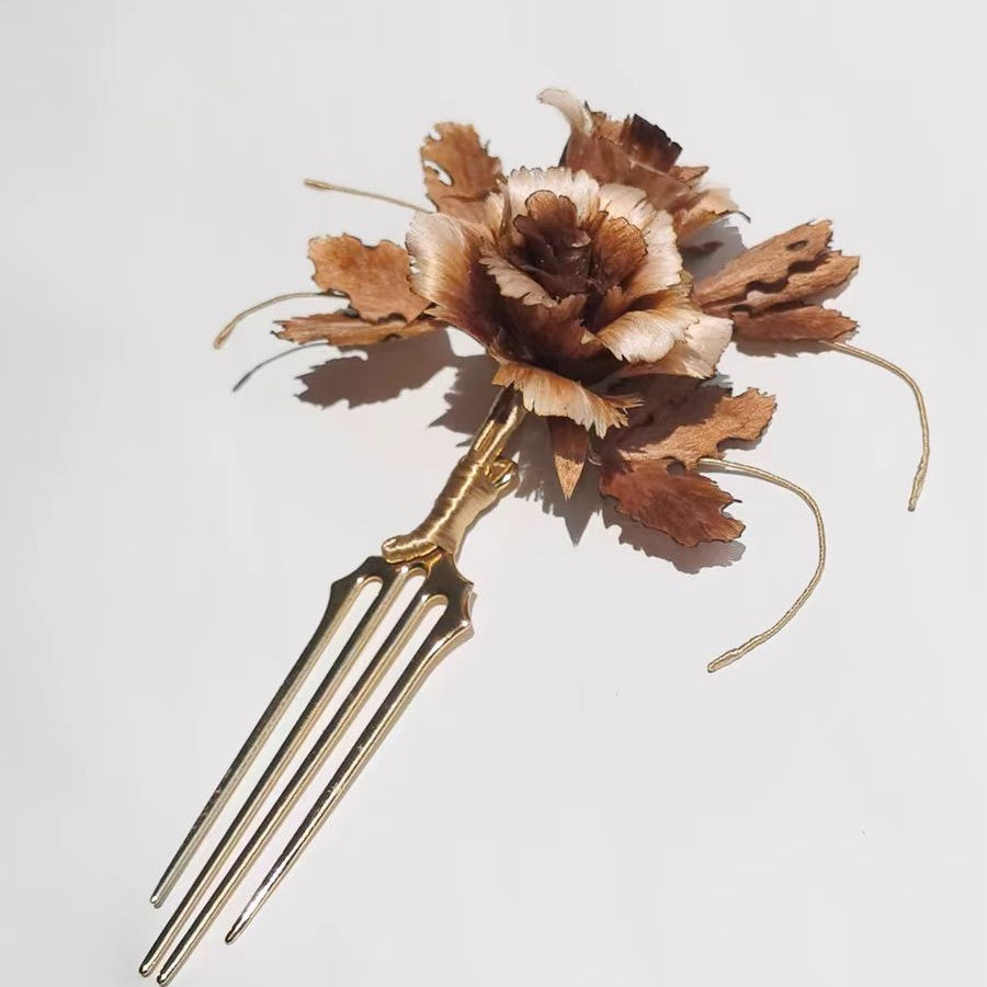 Chinese Velvet Flower Hair Fork