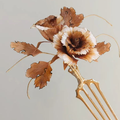 Chinese Velvet Flower Hair Fork