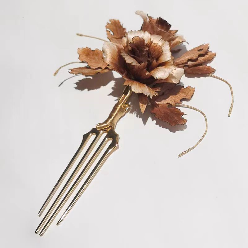 Chinese Velvet Flower Hair Fork