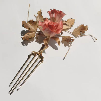 Chinese Velvet Flower Hair Fork