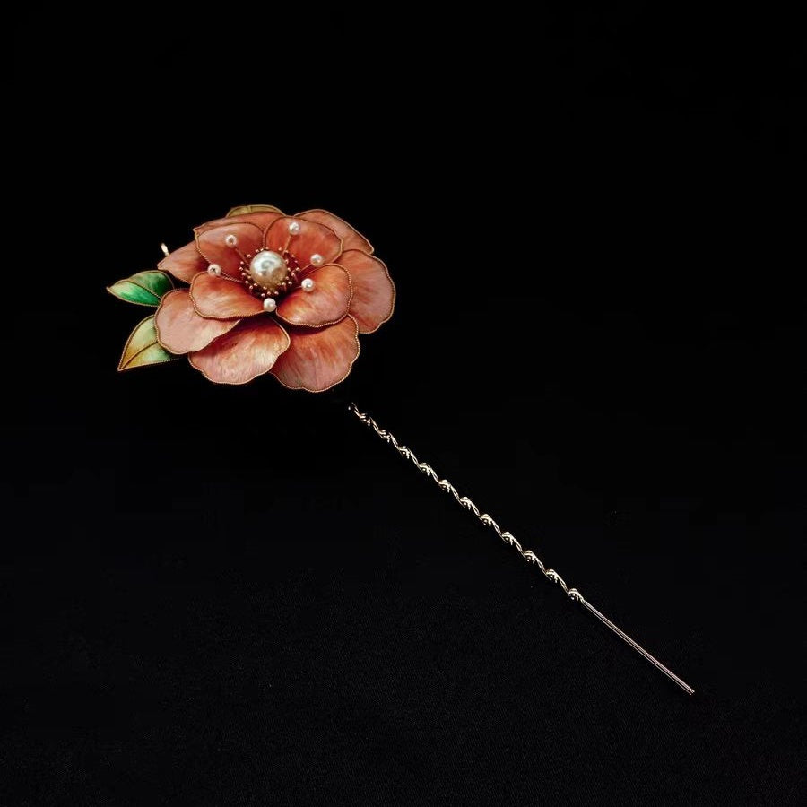 Chinese Velvet Flower Hair Fork