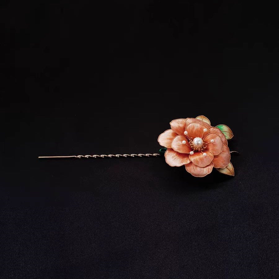 Chinese Velvet Flower Hair Fork