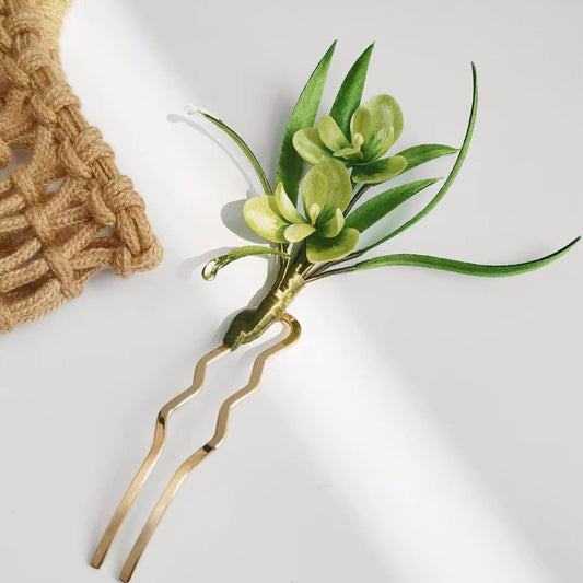 Chinese Velvet Flower Hair Fork