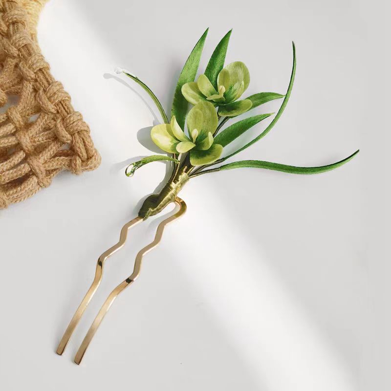 Chinese Velvet Flower Hair Fork