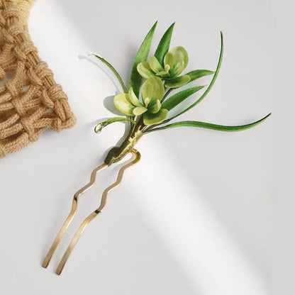 Chinese Velvet Flower Hair Fork