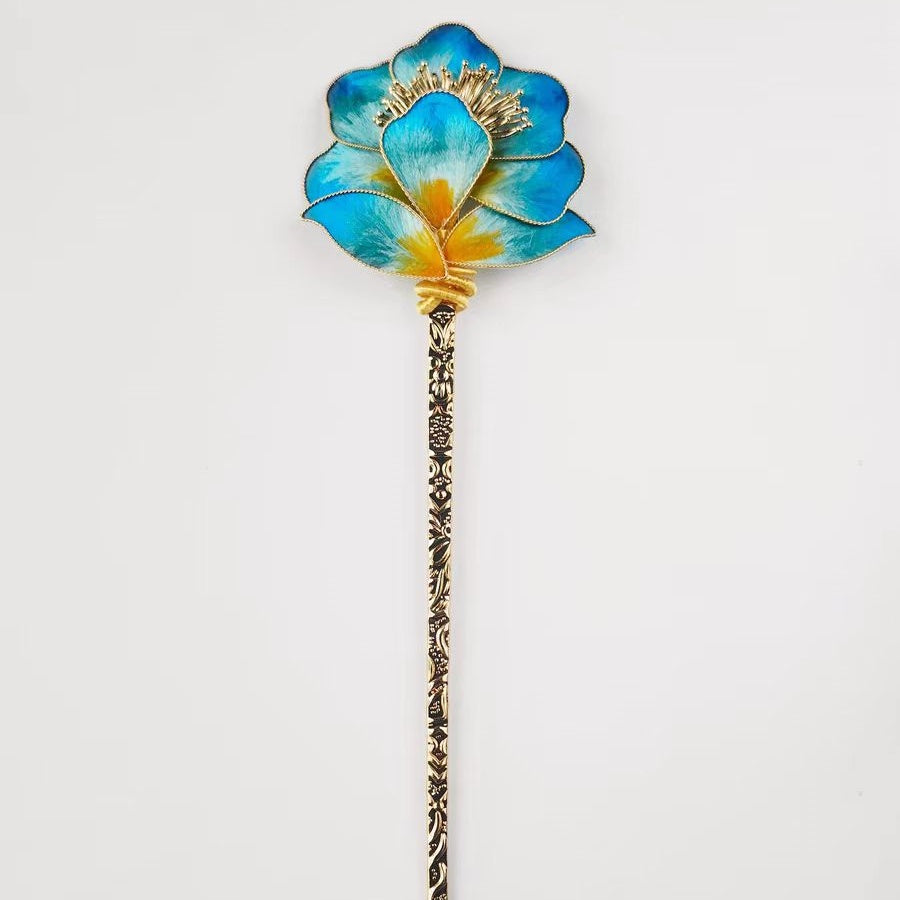 Chinese Velvet Flower Hair Stick