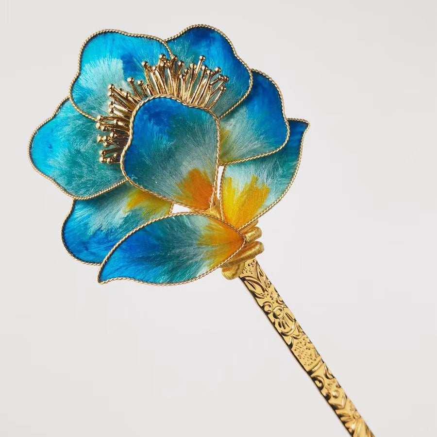 Chinese Velvet Flower Hair Stick