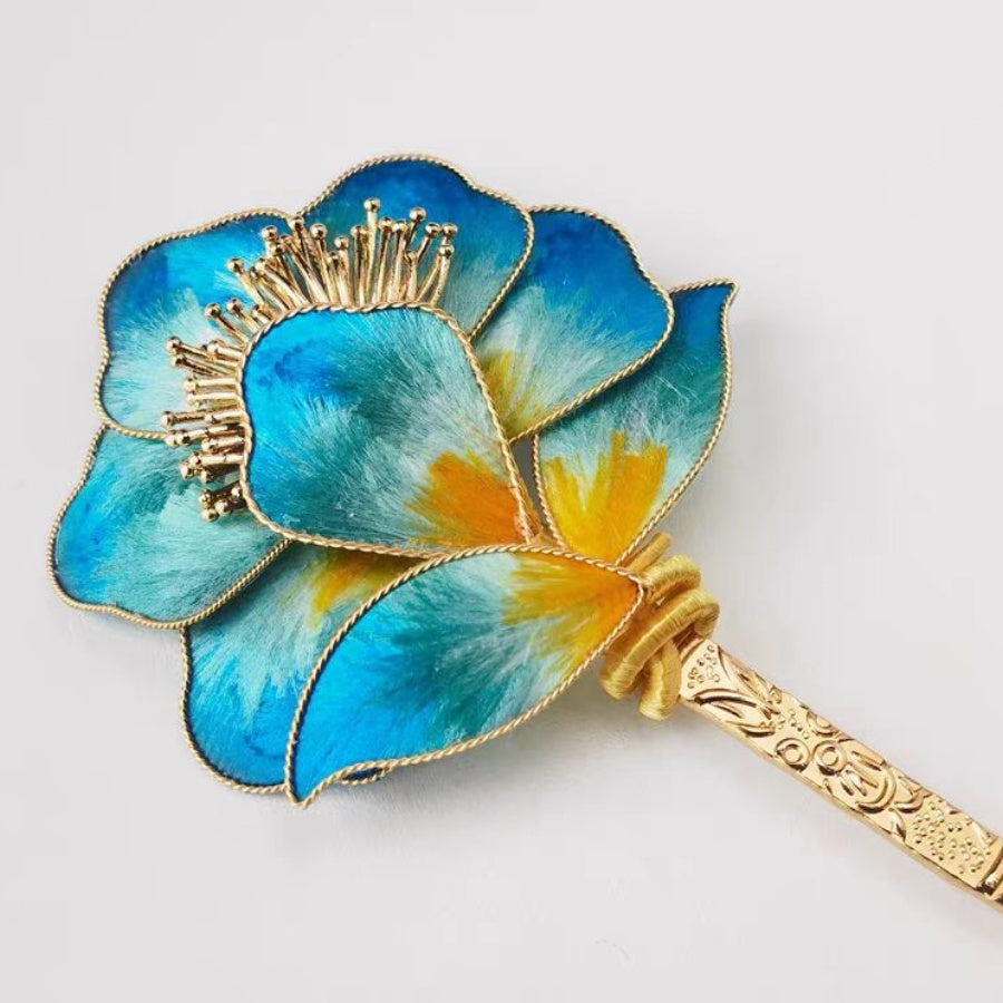 Chinese Velvet Flower Hair Stick