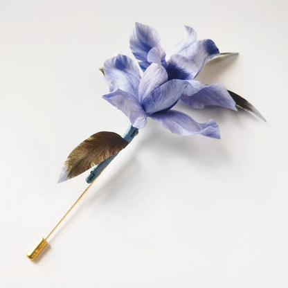 Chinese Velvet Flower Brooch