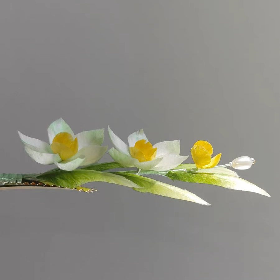 Chinese Velvet Flower Hair Clip