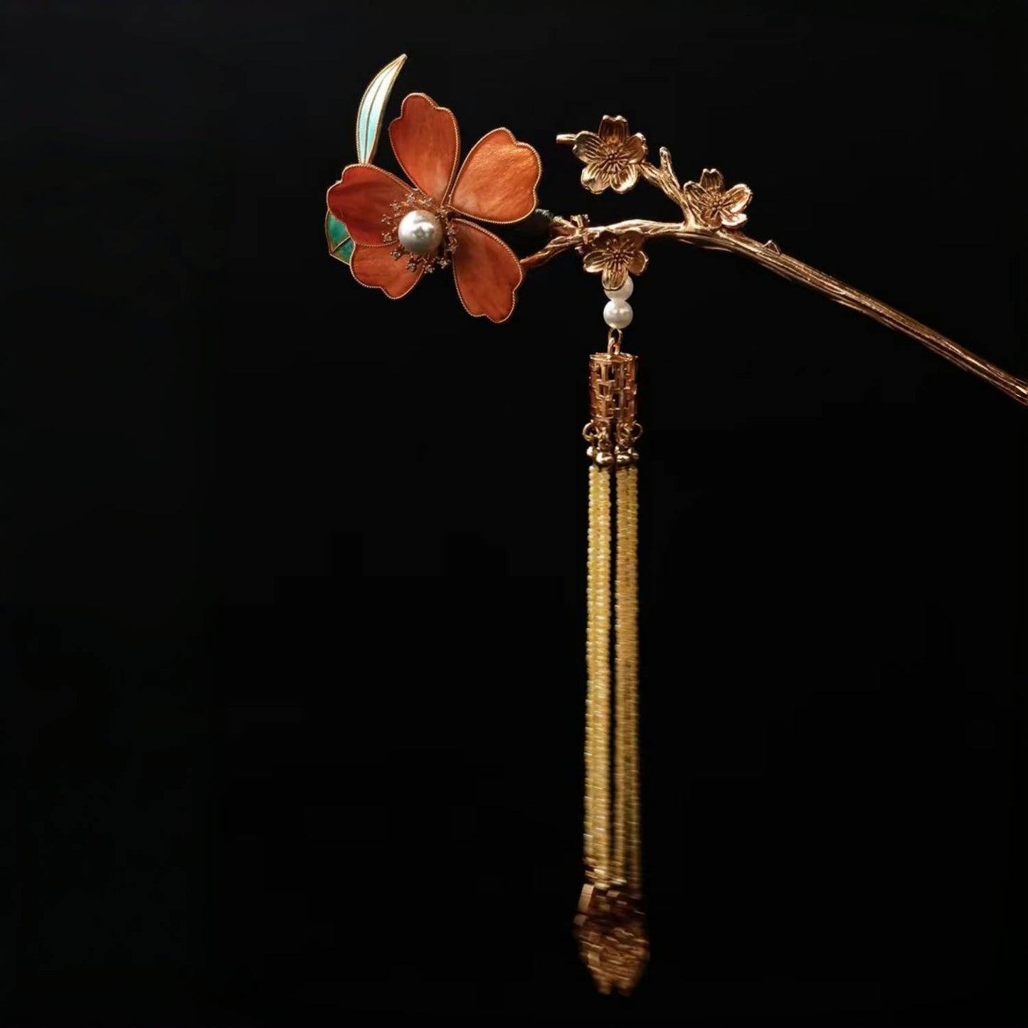 Chinese Velvet Flower Hair Stick