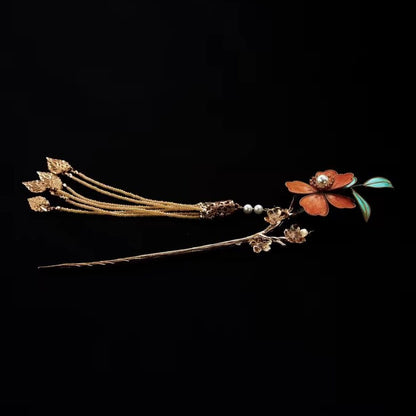 Chinese Velvet Flower Hair Stick