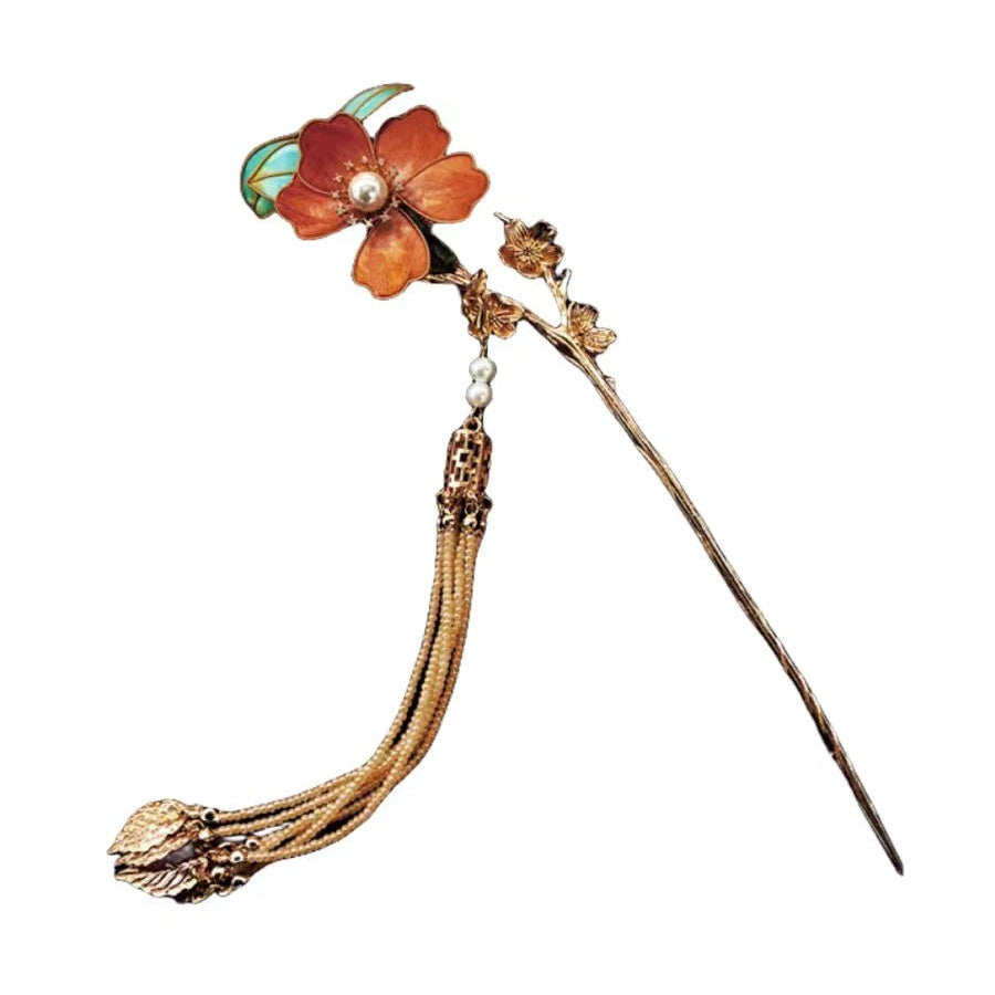 Chinese Velvet Flower Hair Stick