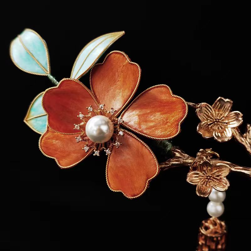 Chinese Velvet Flower Hair Stick